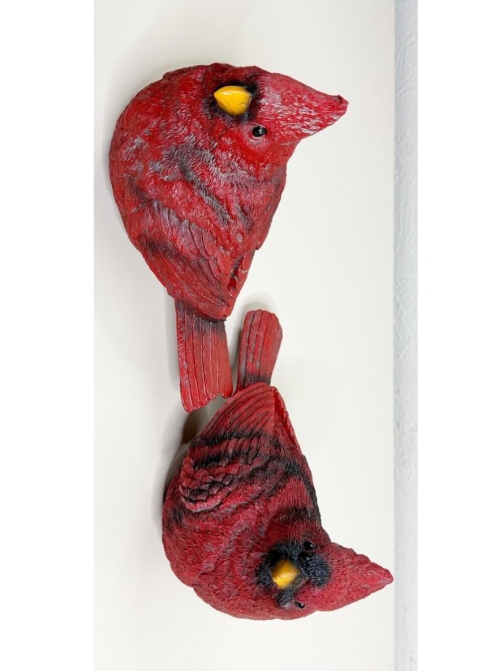 Textured Pair Of Resin 5.5" Cardinals (Male & Female? ) Holiday Table Decor EUC